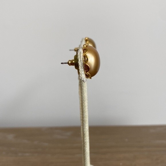 Faux Pearl Button Pierced Earrings Set of 3 in Gold, Cream & Black - Picture 7 of 11